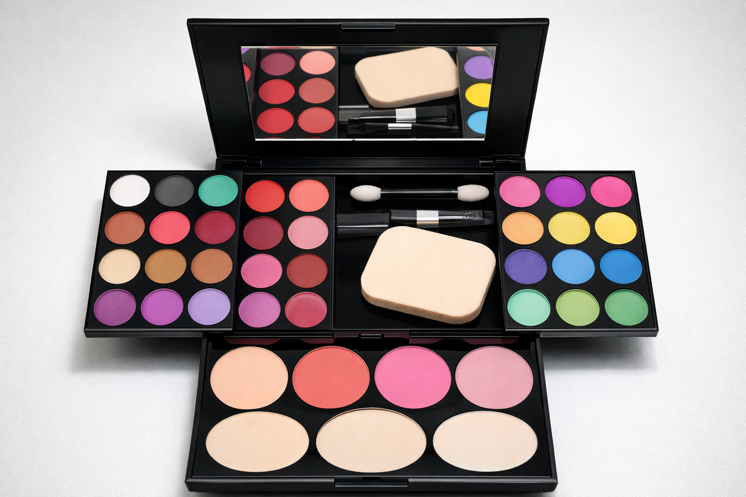 Les Essentiels Arvella – Palette Maquillage Complète 3 Étages (Yeux, Lèvres & Teint)