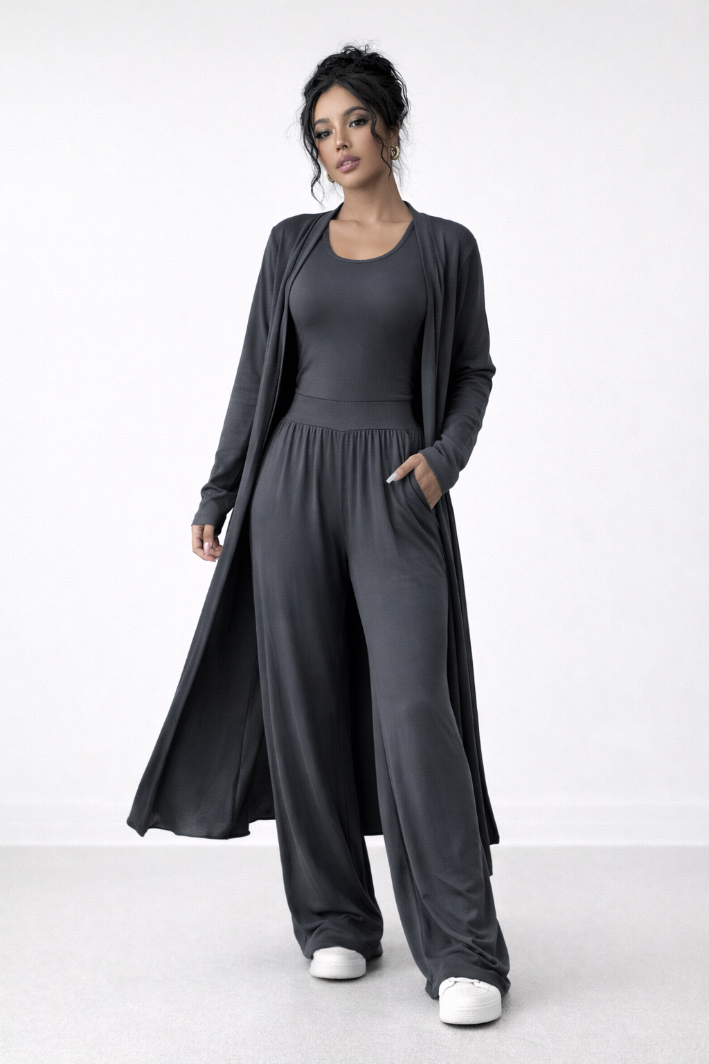 Ensemble Trois Pièces Décontracté : Pantalon Large et Débardeur