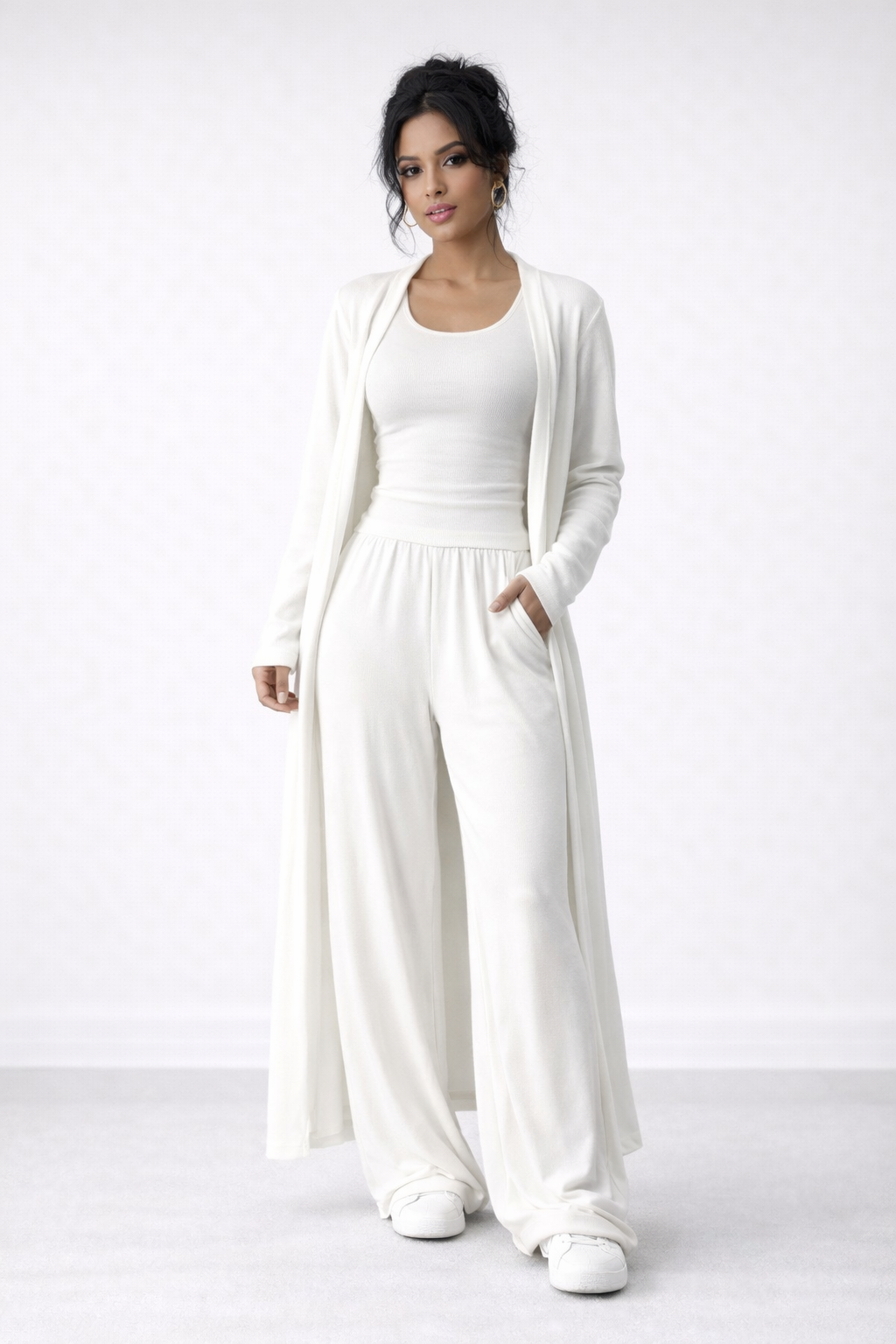 Ensemble Trois Pièces Décontracté : Pantalon Large et Débardeur