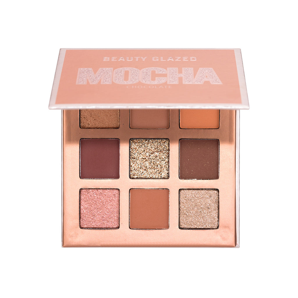 Beauty Glazed – Palette de Fards à Paupières Chocolat Mocha (9 Couleurs, Mat & Nacré)