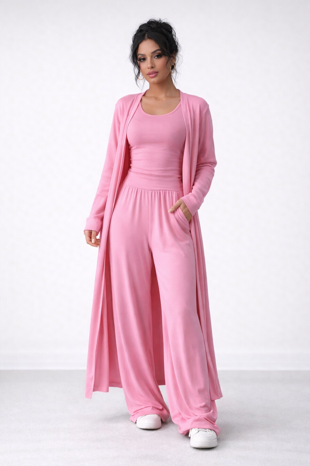 Ensemble Trois Pièces Décontracté : Pantalon Large et Débardeur